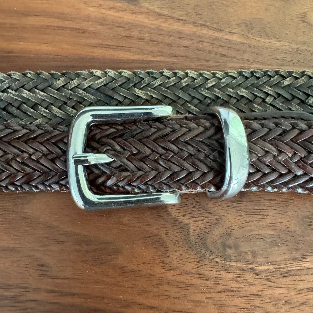 Brown braided leather belt - Picture 2 of 3